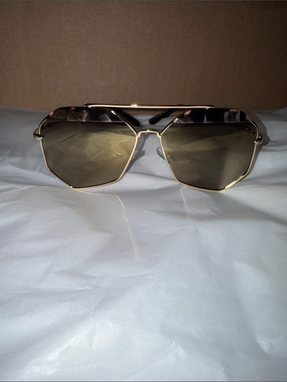 Women’s Gold Frame Brown Lens Fashion Sunglasses